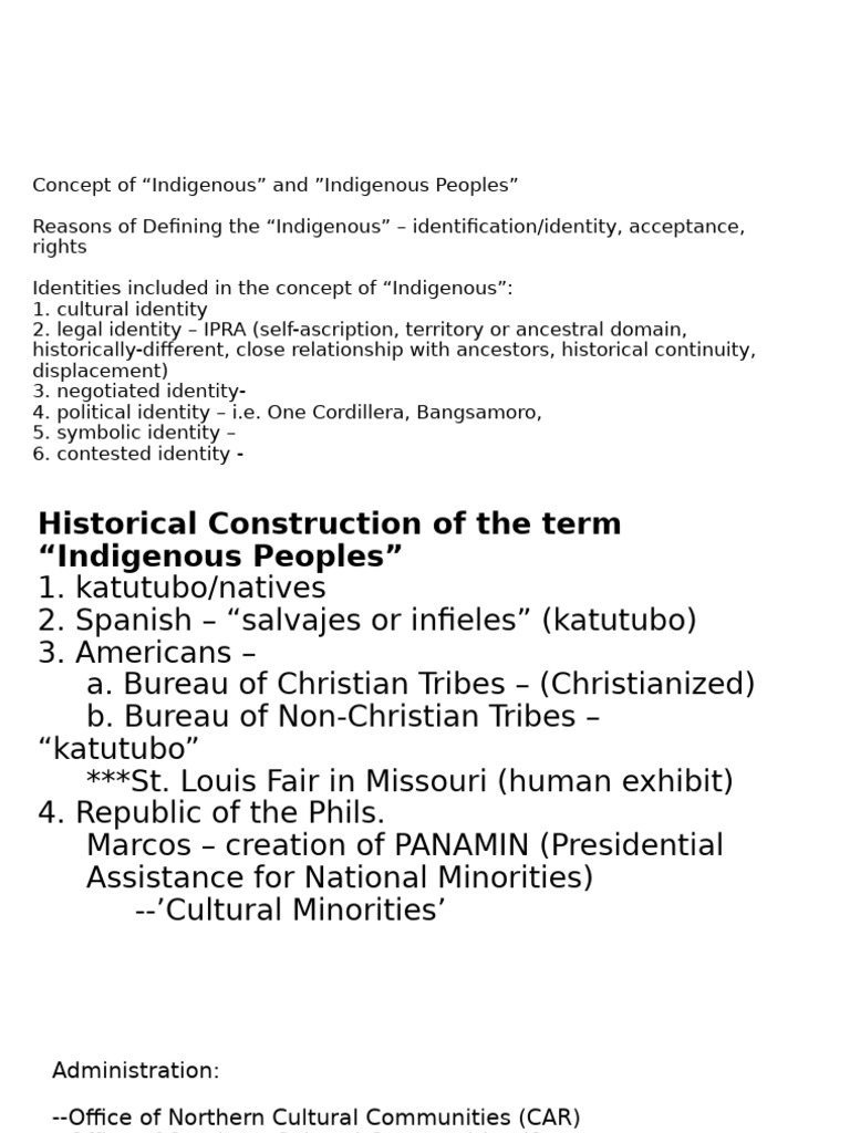Additional Notes On The Concept of Indigenous | PDF | Ethnicity ...
