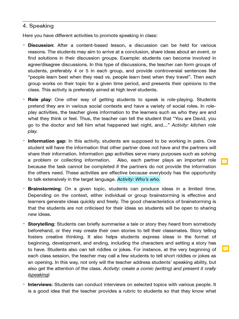 How to teach Speaking | PDF | Storytelling | Brainstorming