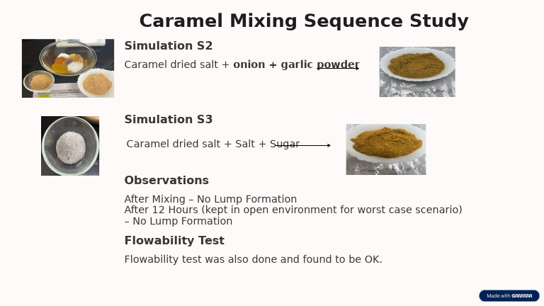 Caramel Mixing Sequence Study: Simulation S2 | PDF