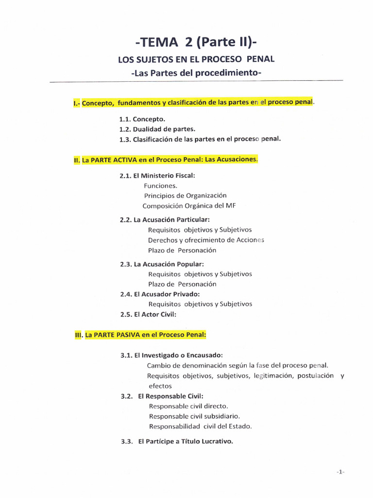 TEMA 2 (II) SUJETOS Del PROCESO PENAL - Las Partes Del Procedimineto | PDF