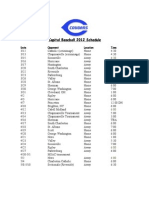 Capital Baseball 2012 Schedule