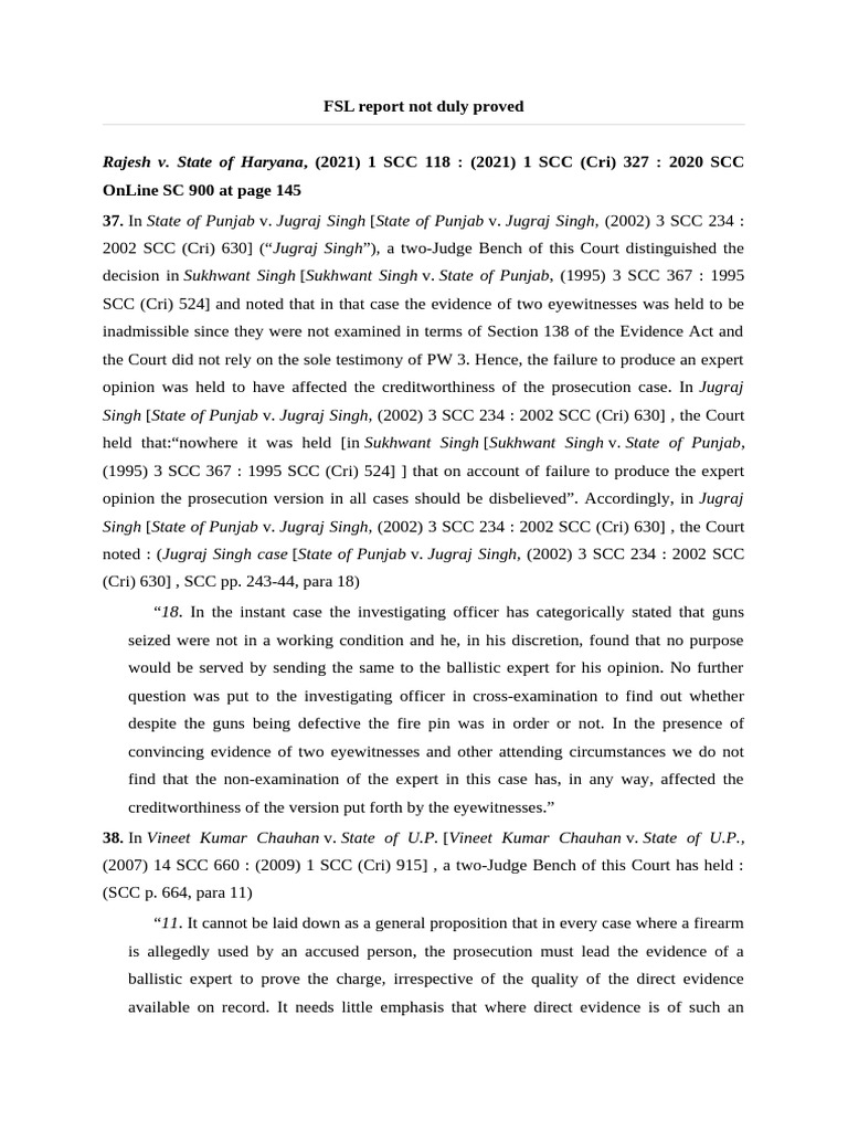 FSL Report's Role in Criminal Evidence | PDF | Witness | Evidence