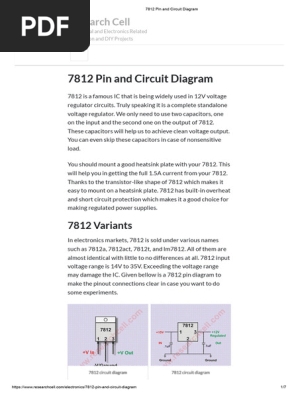 7812 Voltage Regulator Pinout Guide | PDF | Power Supply | Series