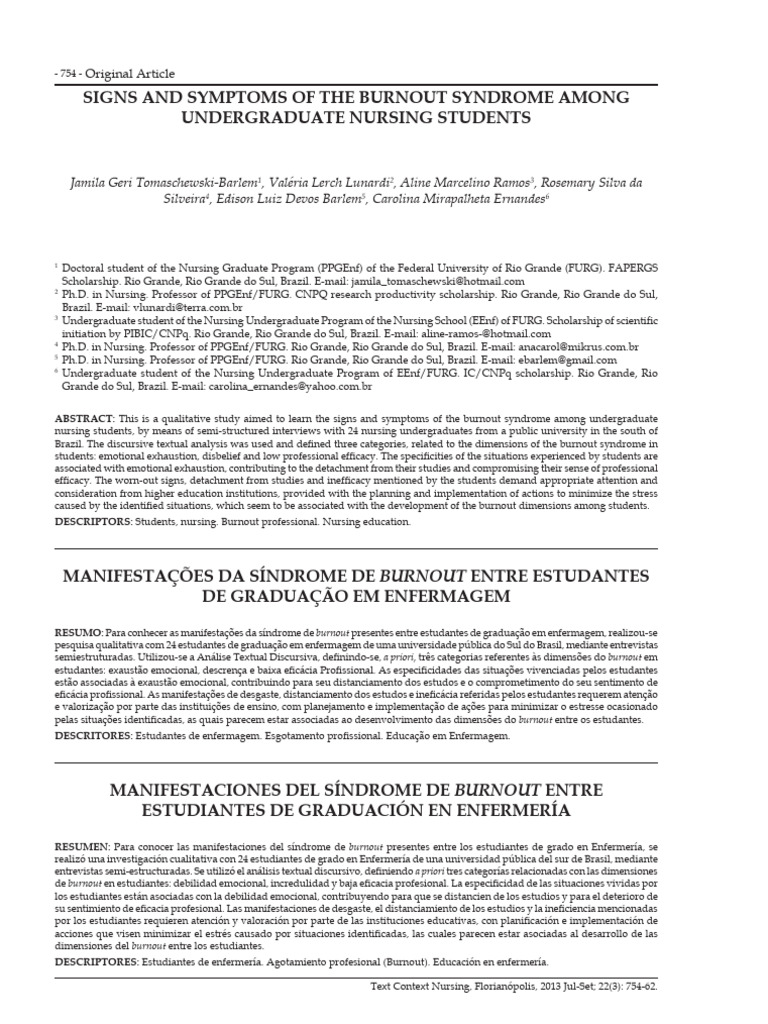 Signs and Symptoms of The Burnout Syndrome Among | PDF | Occupational ...