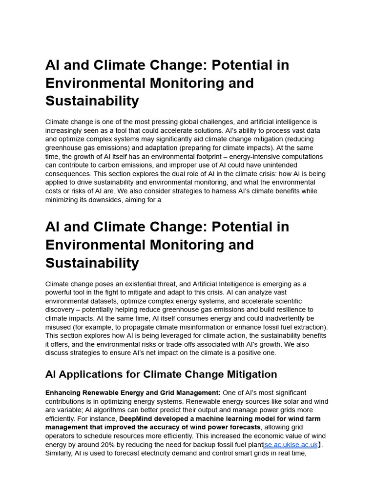AI's Role in Climate Change Solutions | PDF | Artificial Intelligence ...