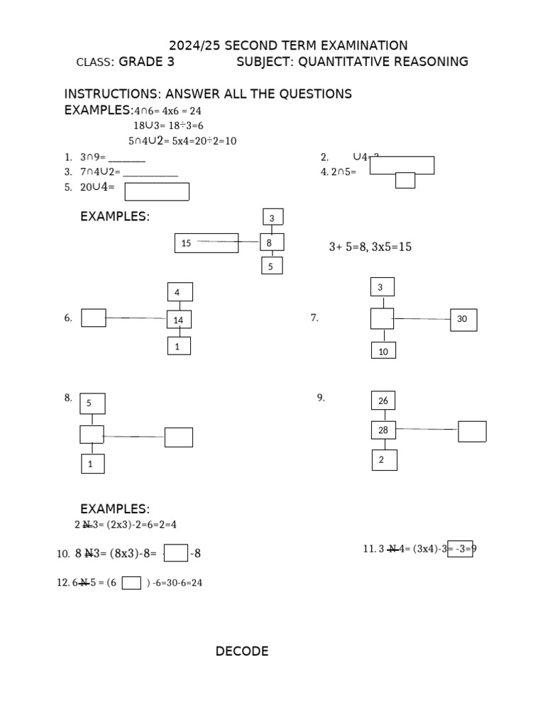 Grade 3 Quantitative Reasoning Exam | PDF