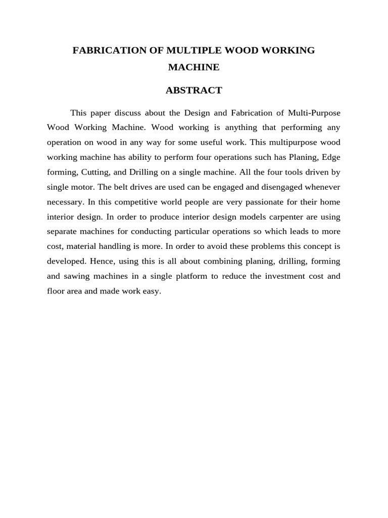Multi-Purpose Woodworking Machine Design | PDF | Woodcuts | Belt ...