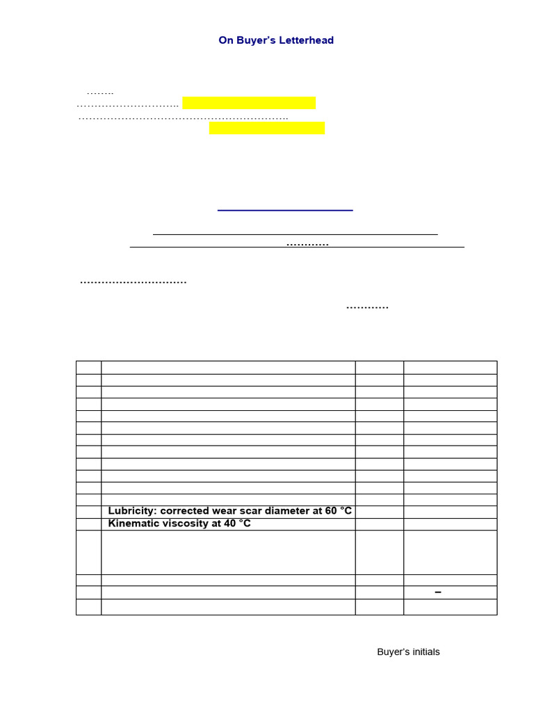Letter of Intent for Low Sulphur Diesel Purchase | PDF | Diesel Fuel ...