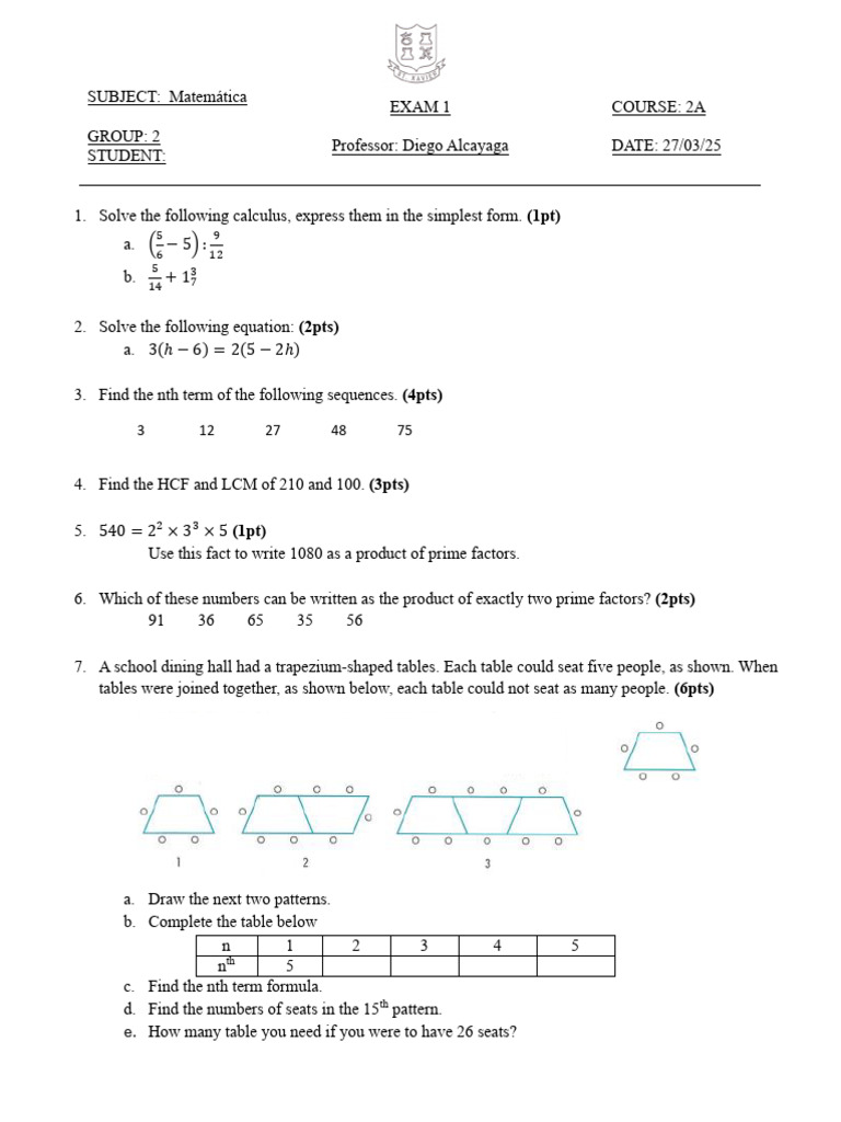 Math Exam Questions and Solutions | PDF