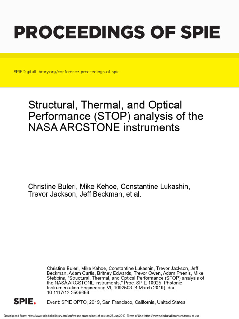 Structural Thermal and Optical Performance STOP Analysis of The NASA ...