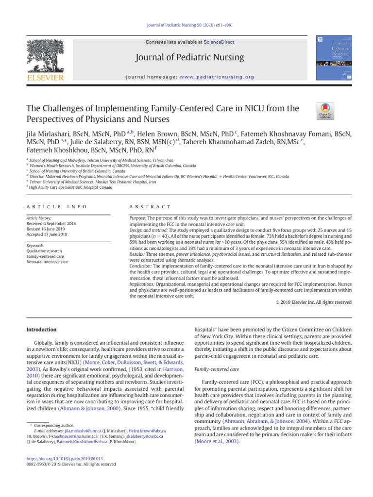 Challenges of Family-Centered Care in NICU | PDF | Neonatal Intensive ...