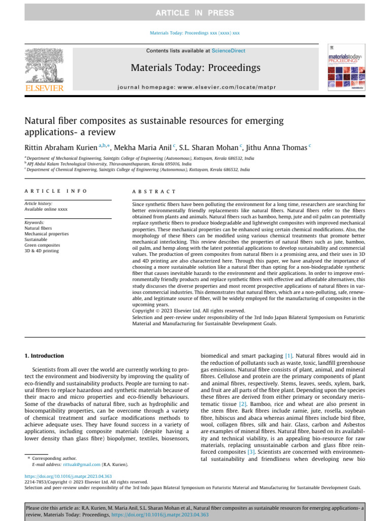 1 s2.0 S2214785323022642 Main | PDF | Composite Material | Fibers