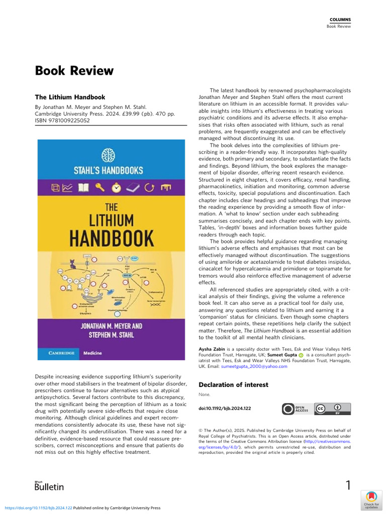 The Lithium Handbook by Jonathan M Meyer and Steph | PDF | Clinical ...