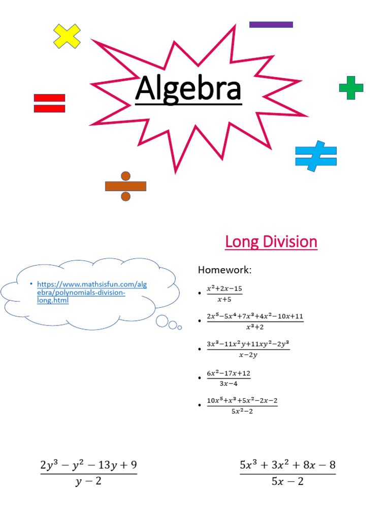 Polynomial Division Homework Exercises | PDF