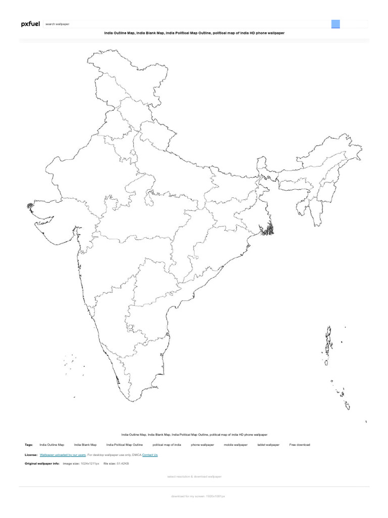 India Outline Map, India Blank Map, India Political Map Outline ...