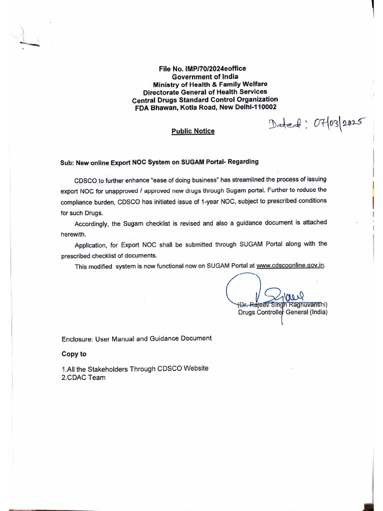 CDSCO Export NOC Submission Guide | PDF | Generic Drug | Computing