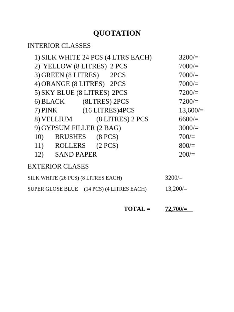 Vellium Pricing for Interior Classes | PDF