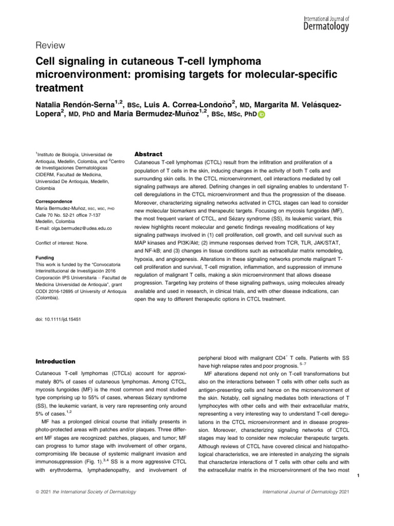 Cell Signaling in Cutaneous T-Cell Lymphoma | PDF | Cell Signaling ...