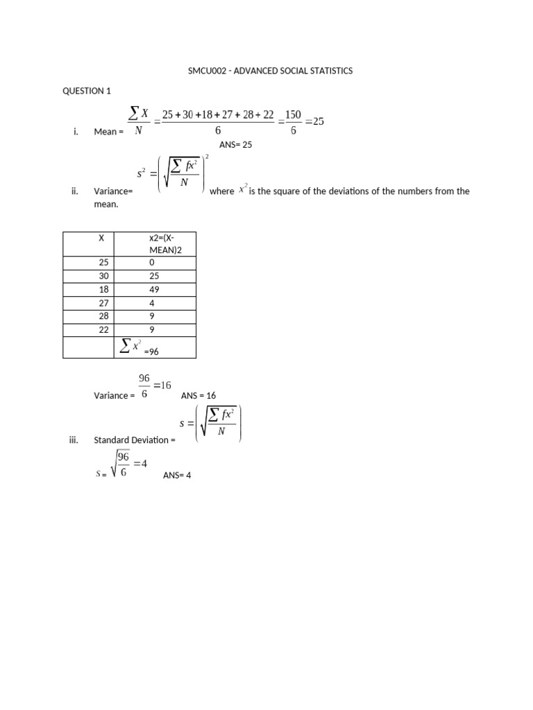 Advanced Social Statistics Solutions | PDF