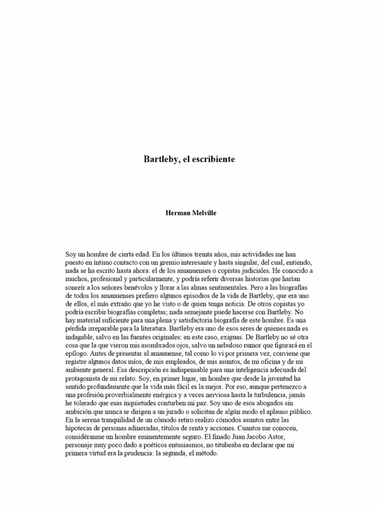 Bartleby, el escribiente: un enigma literario | PDF