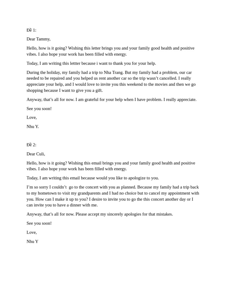 Thank You and Apology Letters | PDF