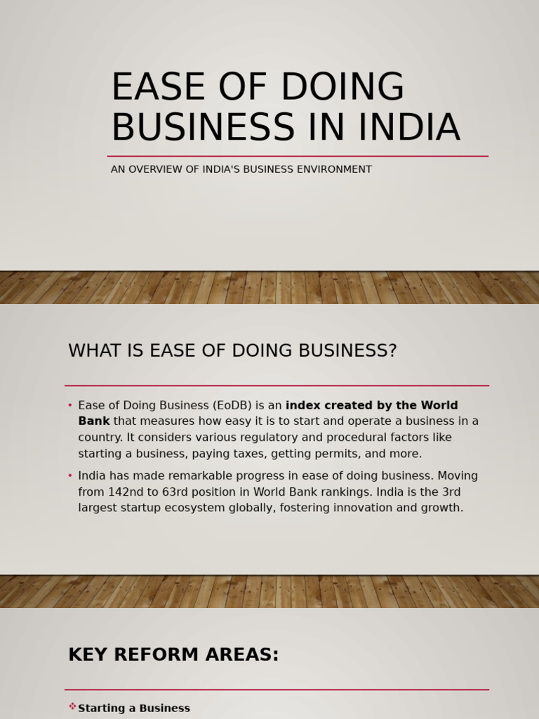 India’s Progress in Ease of Doing Business | PDF