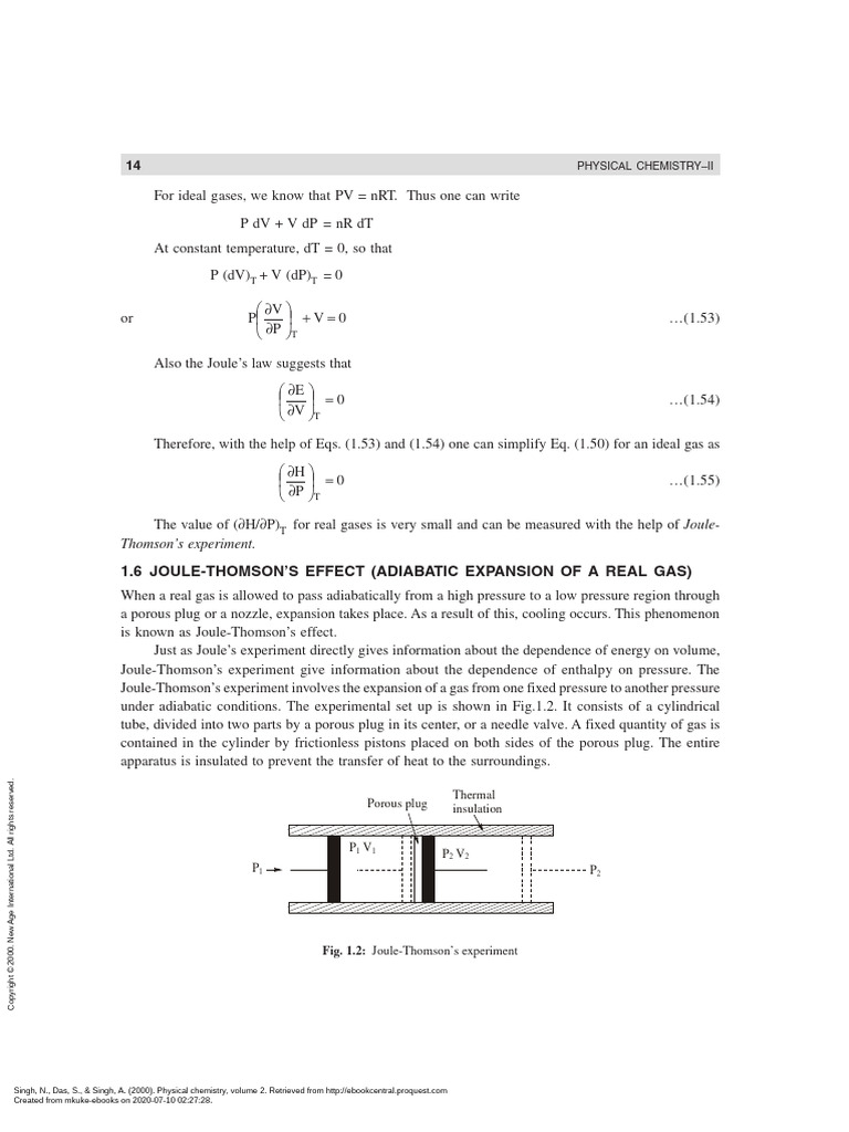 Joule-Thomson Effect Explained | PDF | Enthalpy | Physical Sciences