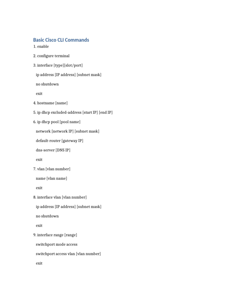 Essential Cisco CLI Commands Guide | PDF