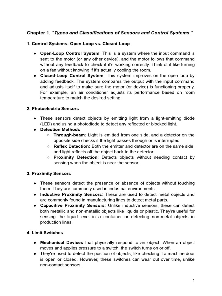 Sensor Types in Control Systems | PDF | Computer Network | Osi Model