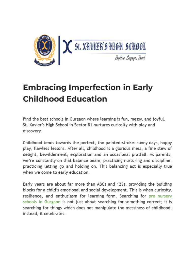 Embracing Imperfection in Early Childhood Education | PDF | Family ...