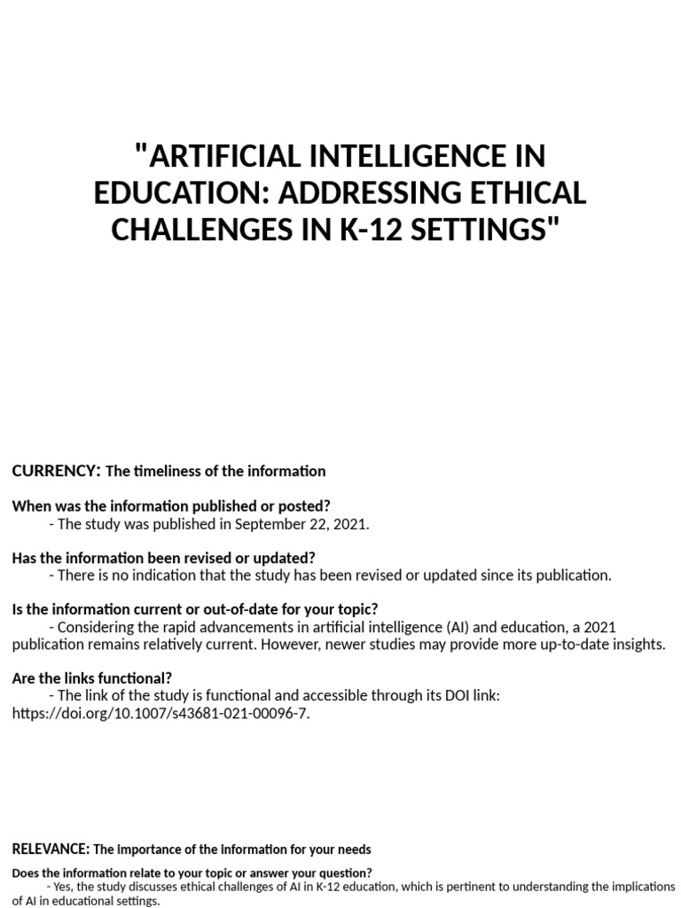 Ethical AI Challenges in K-12 Education | PDF | Peer Review | Academic ...