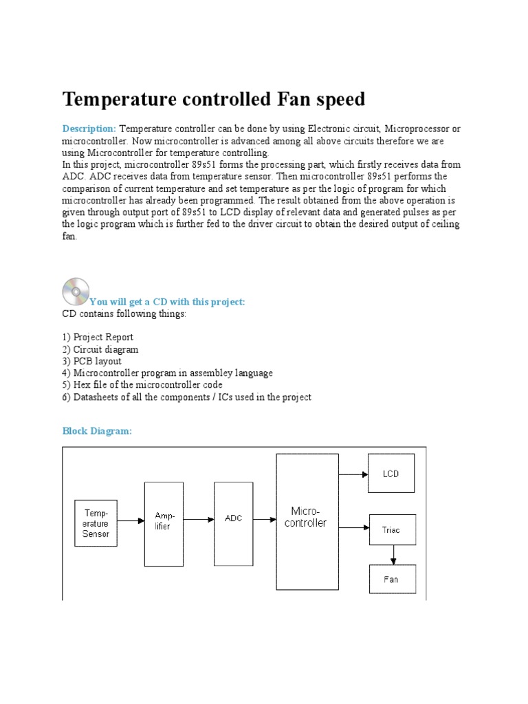 Temperature Controlled Fan Speed PDF Analog To Digital Converter Microcontroller