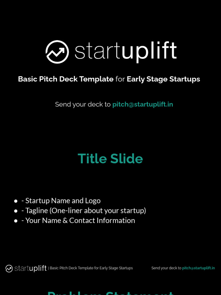 Pitch Deck Template for Startups | PDF | Startup Company | Small ...