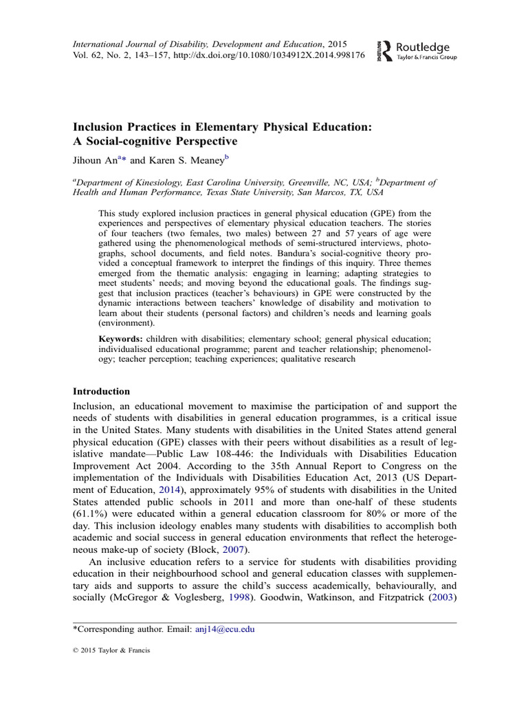 An, J., Meaney, K.S. (2015) - Inclusion Practices in Elementary ...