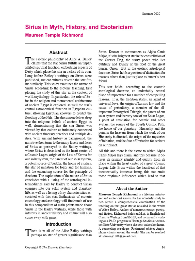 Sirius - Maureen Richmond | PDF | Isis | Osiris