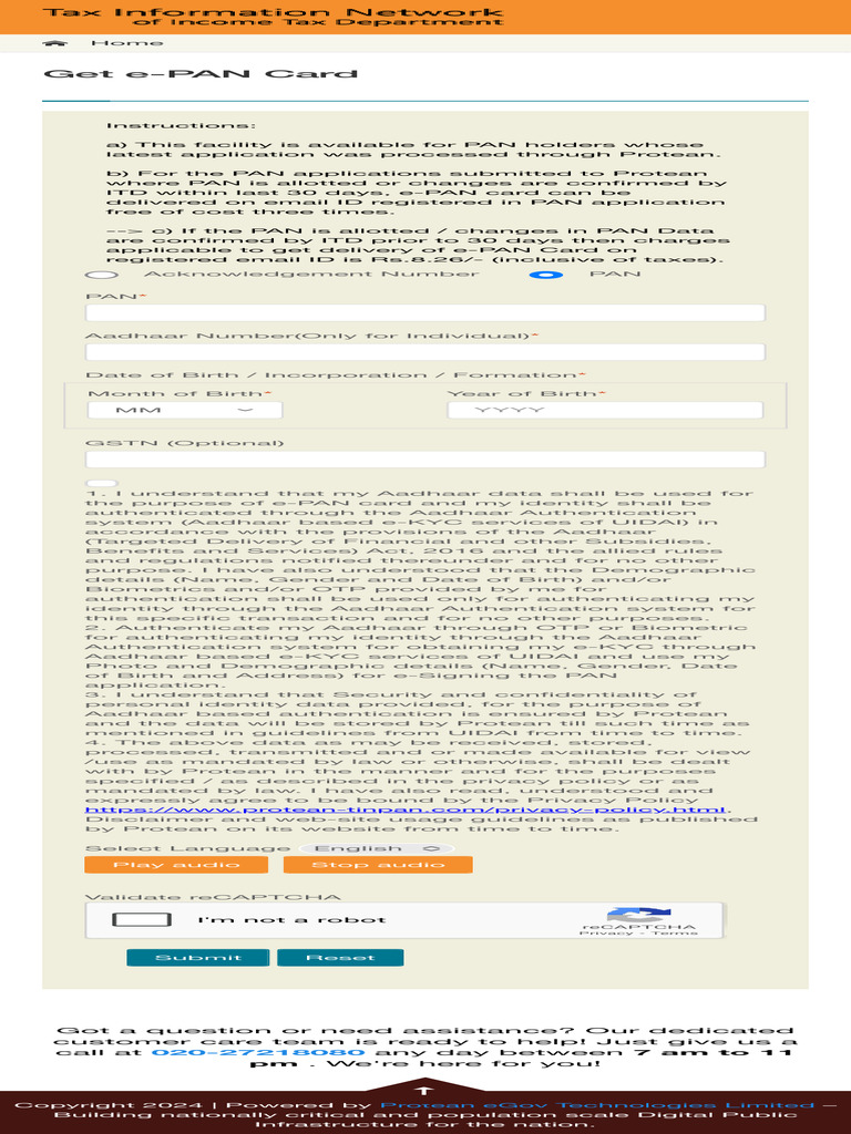 e-PAN Card Assistance and Aadhaar Use | PDF | Applications Of ...