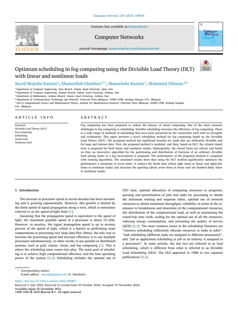 Fog Computing Scheduling via DLT | PDF | Parallel Computing ...