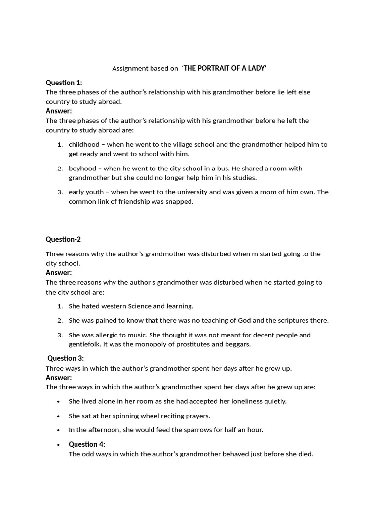 Assignment Based On The Portrait of A Lady | PDF | Rosary | Prayer