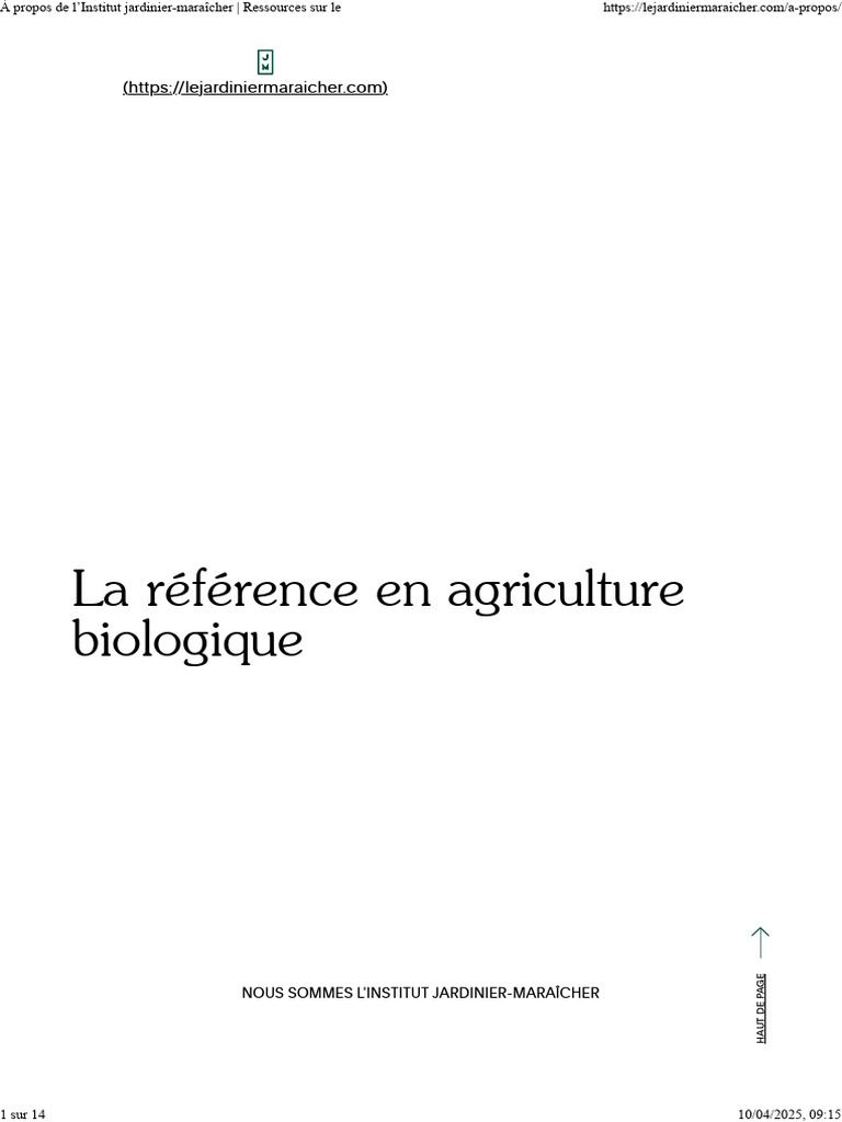 Institut Jardinier-Maraîcher: Formation Bio | PDF | Agriculture ...