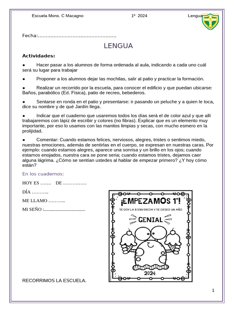 Actividades de Lengua para 1º Grado | PDF | Escritura | Comunicación humana