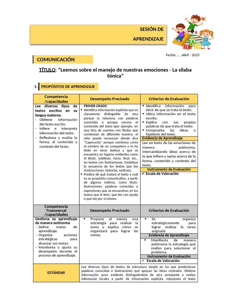 Manejo de Emociones en Primer Grado | PDF | Aprendizaje | Las emociones