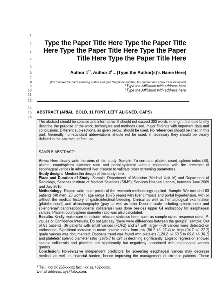 Full Paper - Template - 2025 | PDF | Cirrhosis | Arial