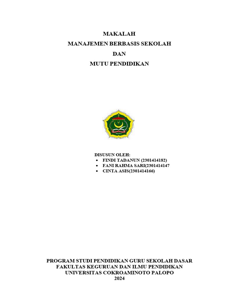 Makalah Manajemen Berbasis Sekolah Dan M | PDF