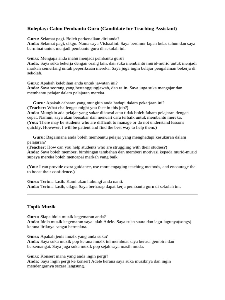 Malay Speaking Script | PDF