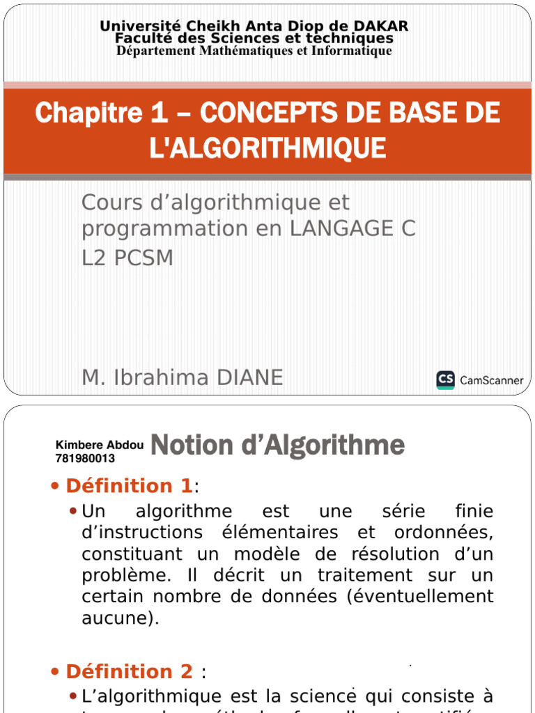 Concepts de base en algorithmique C | PDF | Programme informatique ...