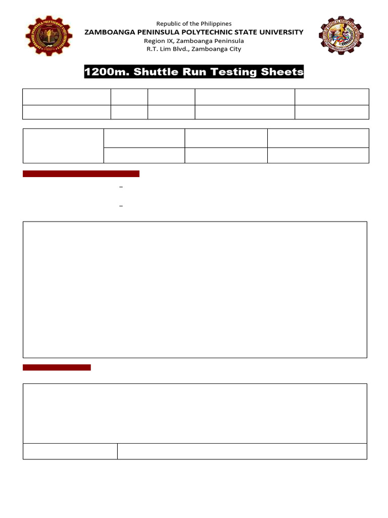 1200m Shuttle Run Test Protocol | PDF