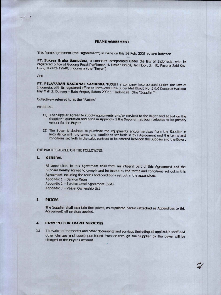Frame Agreement | PDF
