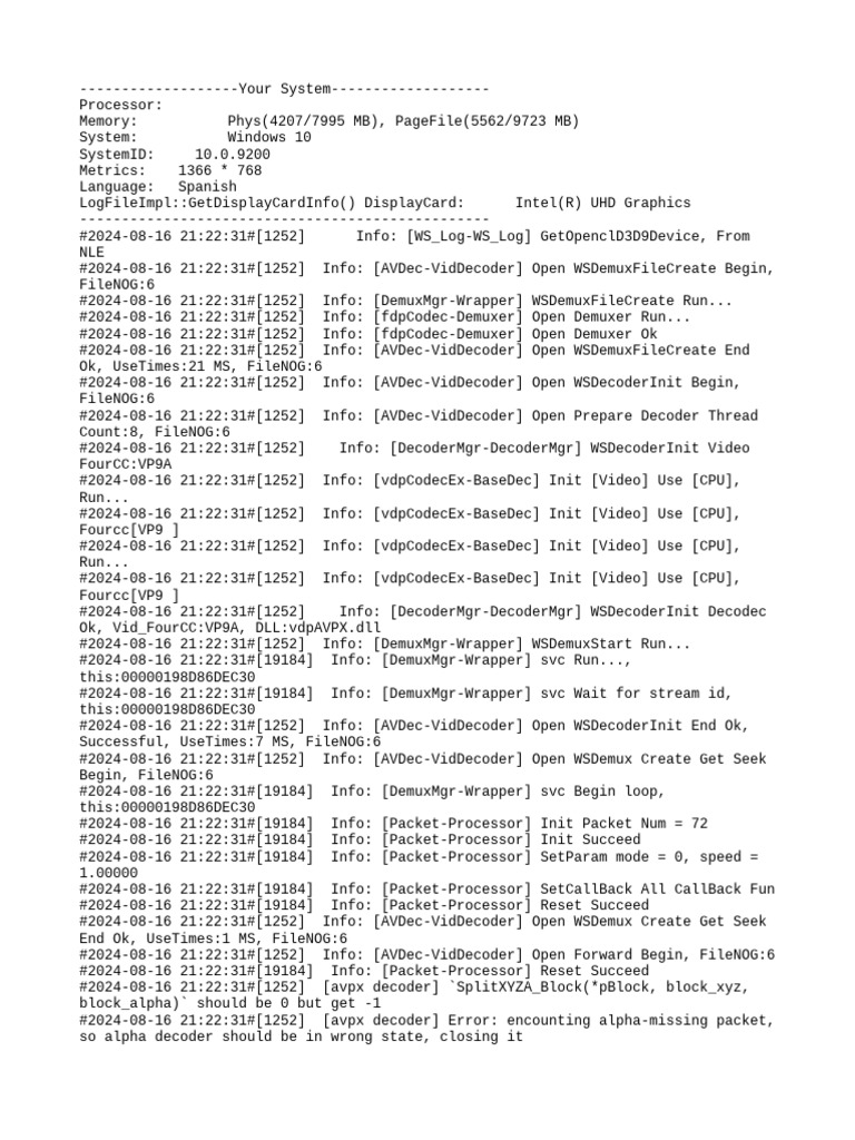 System Log for Video Decoding Process | PDF | Streaming Media | Codec