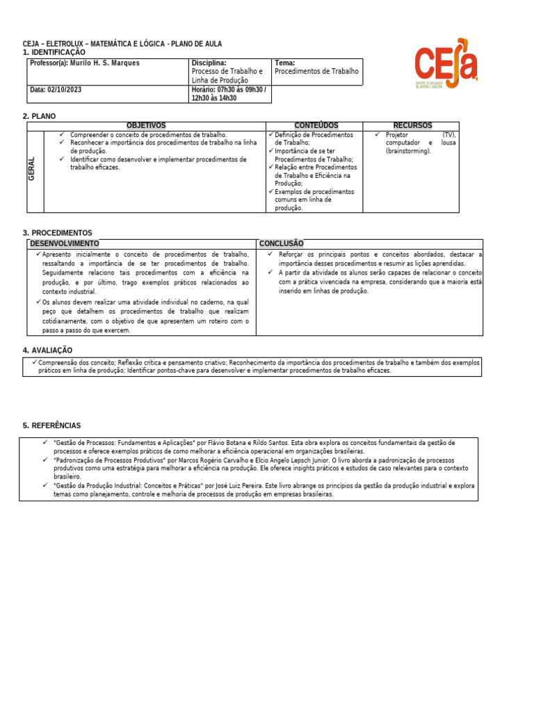 PLANO DE AULA (MÓDULO 9 - AULA 1) - 02.10 | PDF | Padronização