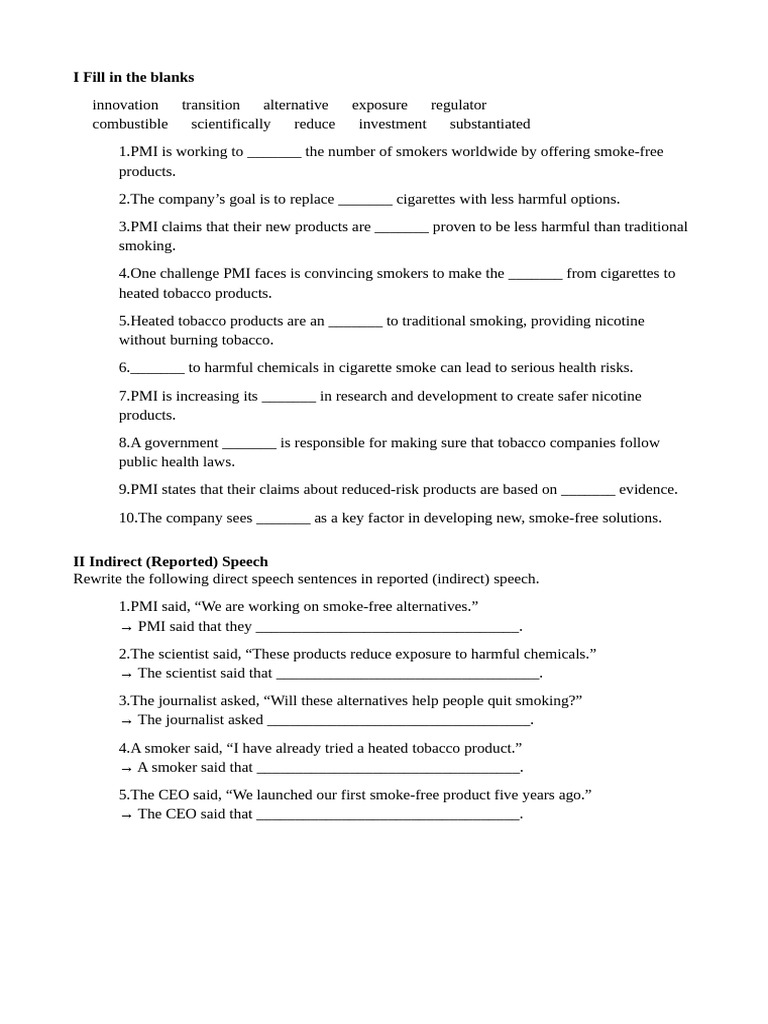 PMI Smoke-Free Product Exercises | PDF | Tobacco Smoking | Addiction
